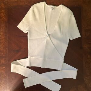 Aritzia Wilfred White Wrap Crop Top
